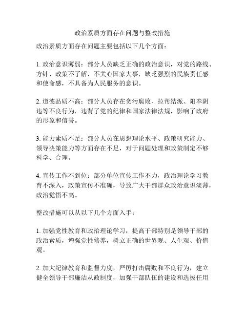 政治素质方面存在问题与整改措施