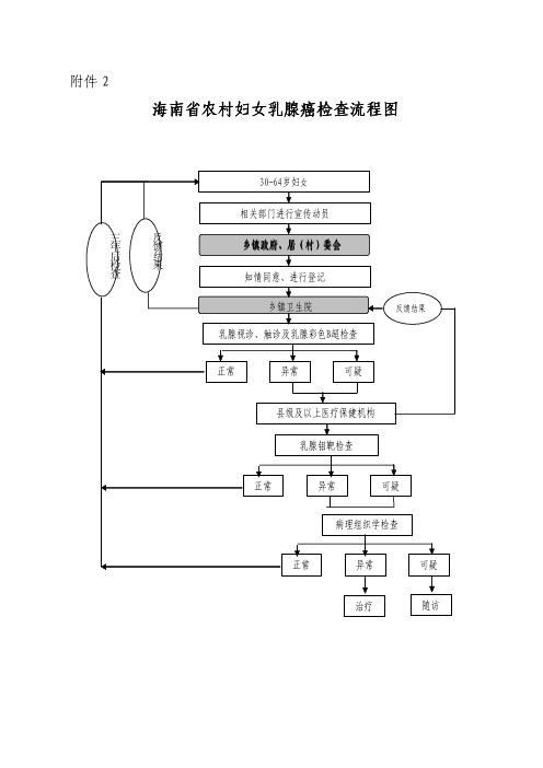 海南省农村妇女乳腺癌检查流程图