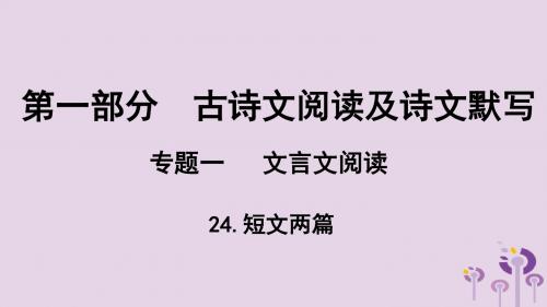 贵州省2019年中考语文总复习第一部分古诗文阅读及诗文默写专题一文言文阅读24短文两篇课件