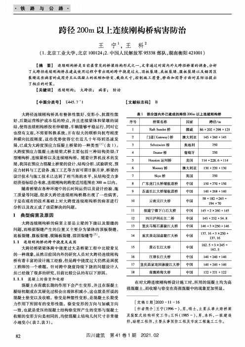 跨径200m以上连续刚构桥病害防治