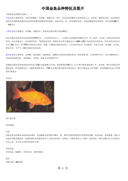 中国金鱼品种特征及图片-20页精选文档