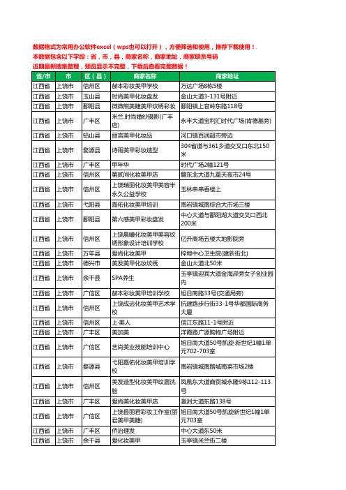 2020新版江西省上饶市彩妆美甲工商企业公司商家名录名单联系电话号码地址大全55家