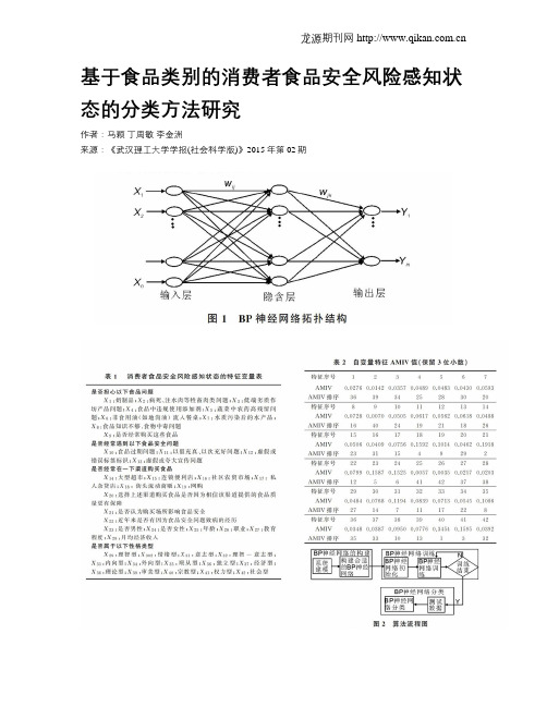 基于食品类别的消费者食品安全风险感知状态的分类方法研究