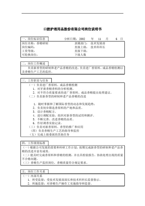 医药行业部门岗位说明书(78个)46