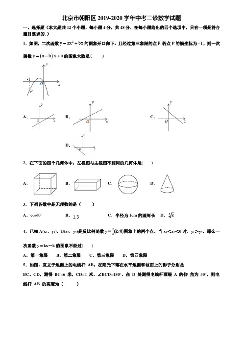 北京市朝阳区2019-2020学年中考二诊数学试题含解析