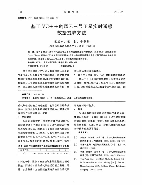 基于VC+ +的风云三号卫星实时遥感数据提取方法