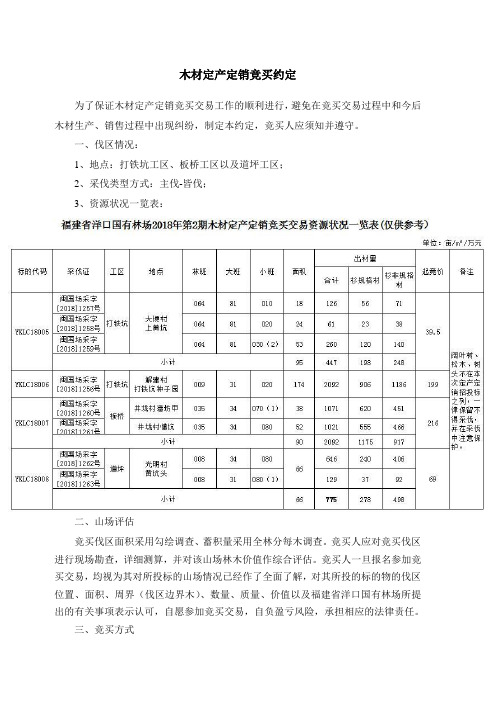 木材定产定销竞买约定