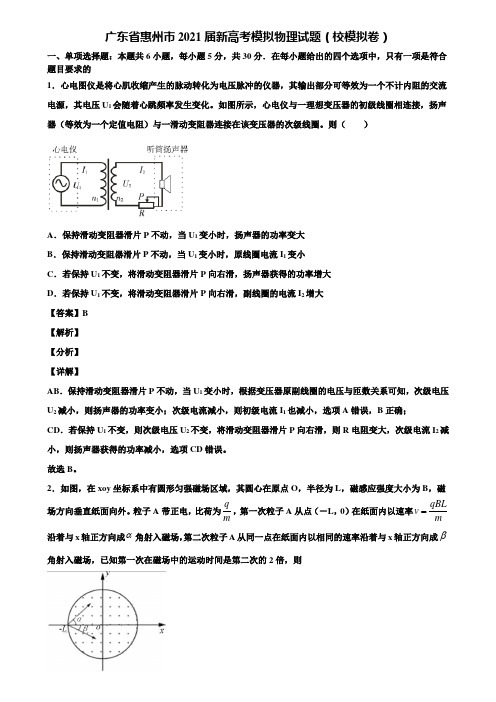 广东省惠州市2021届新高考模拟物理试题(校模拟卷)含解析