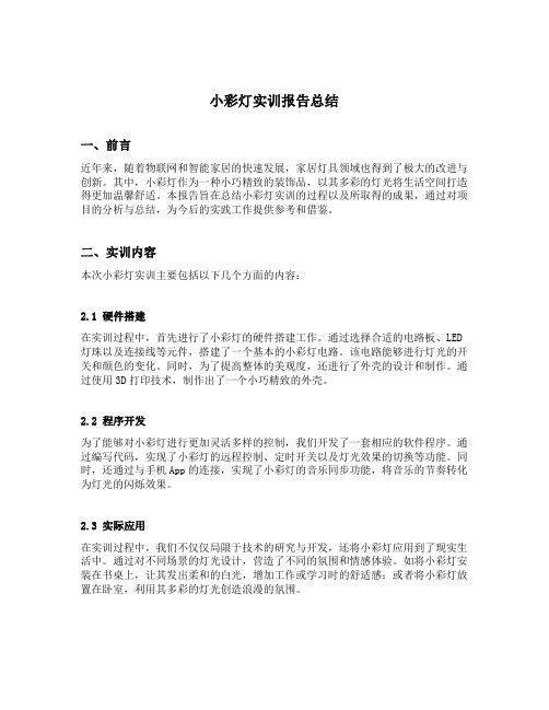 小彩灯实训报告总结