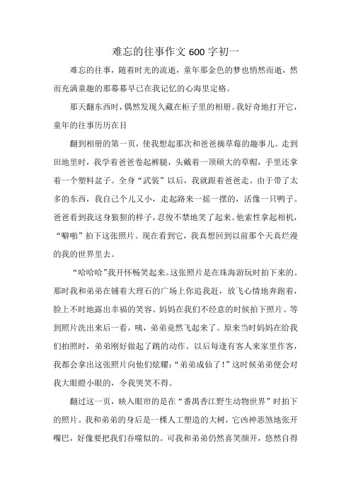 难忘的往事作文600字初一