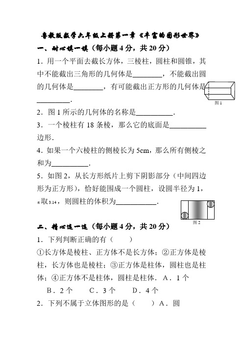 秋鲁教版数学六上第一章《丰富的图形世界》单元测试卷(含答案)