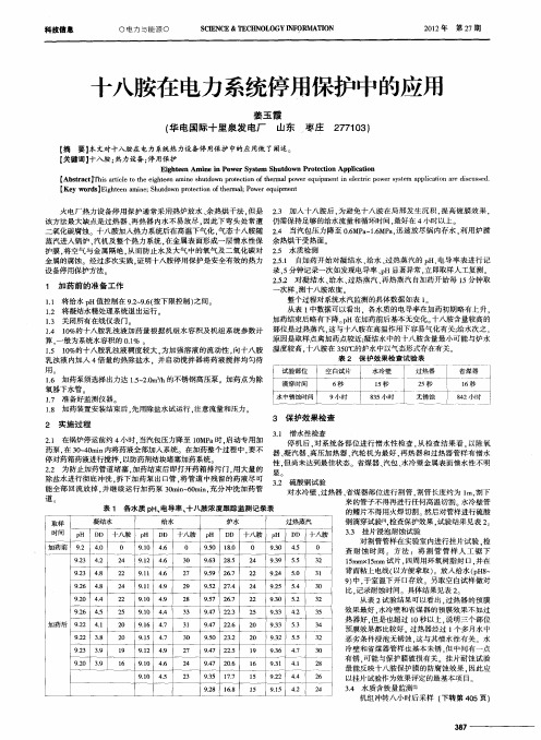 十八胺在电力系统停用保护中的应用