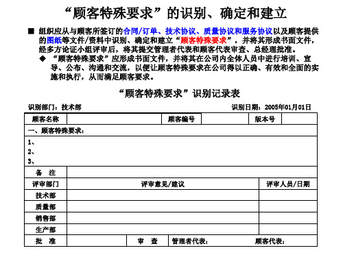 顾客特殊要求识别和建立(范本)