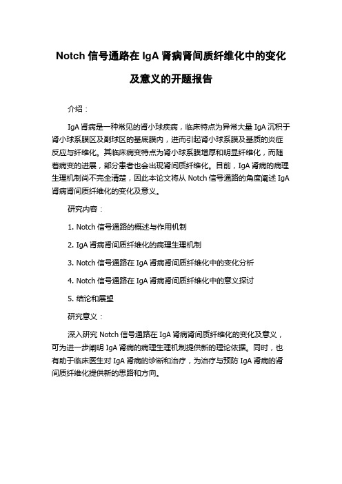 Notch信号通路在IgA肾病肾间质纤维化中的变化及意义的开题报告