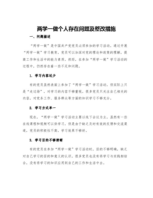 两学一做个人存在问题及整改措施