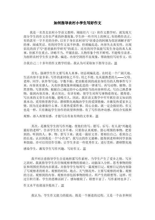 如何指导农村小学生写好作文