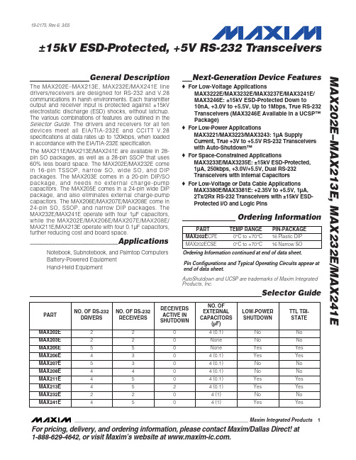 MAX202EEWE+T中文资料