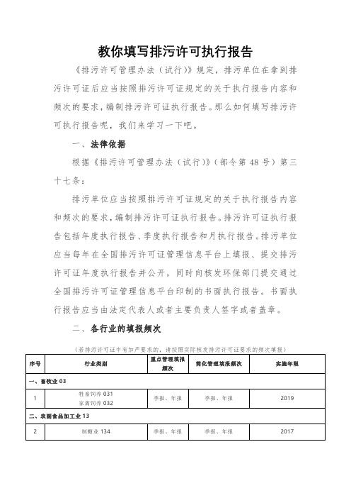 教你填写排污许可执行报告