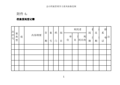 会计档案管理学习系列表格范例