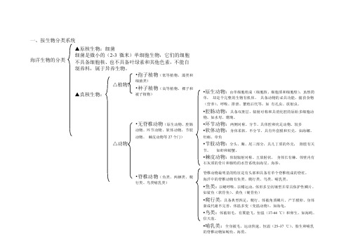 海洋生物的分类表