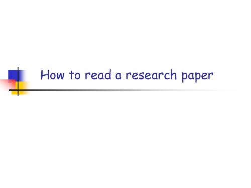 how to read a research paper