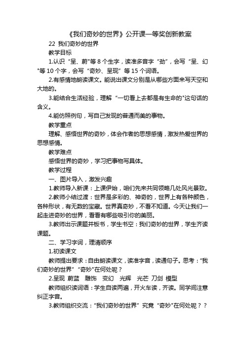 《我们奇妙的世界》公开课一等奖创新教案