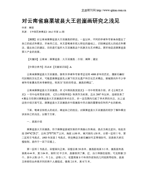 对云南省麻栗坡县大王岩崖画研究之浅见