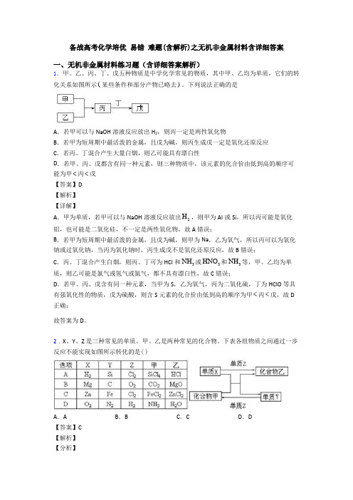 备战高考化学培优 易错 难题(含解析)之无机非金属材料含详细答案