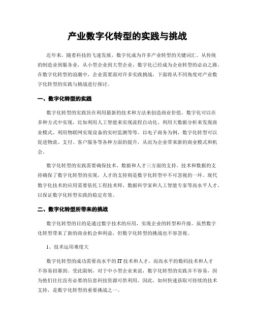 产业数字化转型的实践与挑战