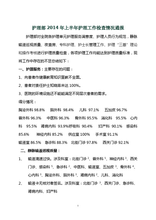 2014届上半届护理质量检查汇总