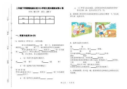 二年级下学期精选综合复习小学语文期末模拟试卷C卷