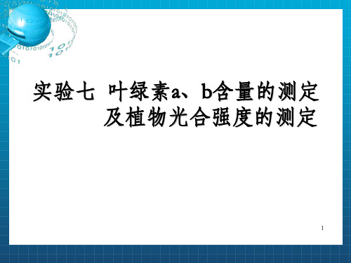 实验七叶绿素ab含量的测定及植物光合强度的测定_OK