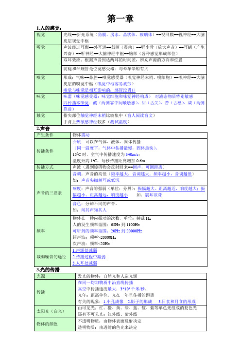 浙教版七年级下科学知识点总结