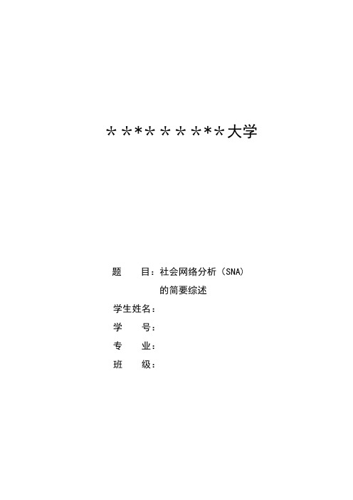 社会网络分析(SNA)的简要文献综述