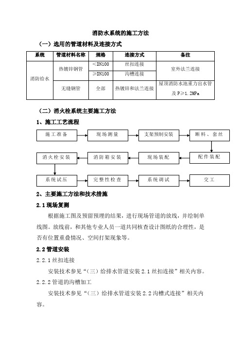 消防水系统的施工方法