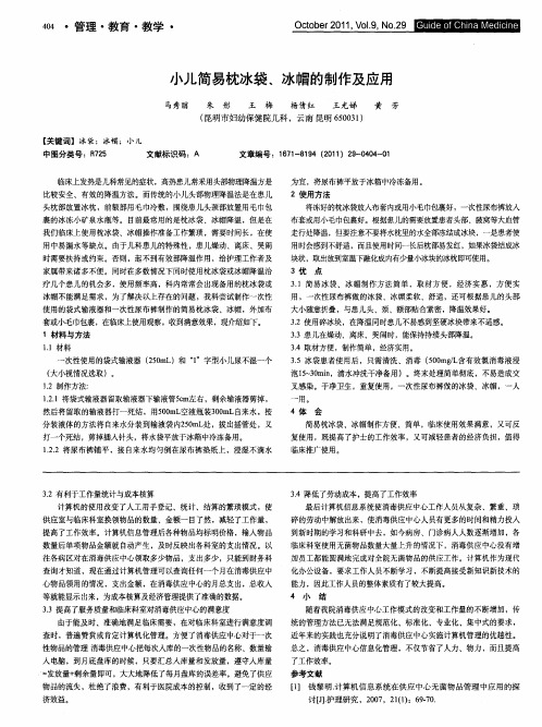 小儿简易枕冰袋、冰帽的制作及应用