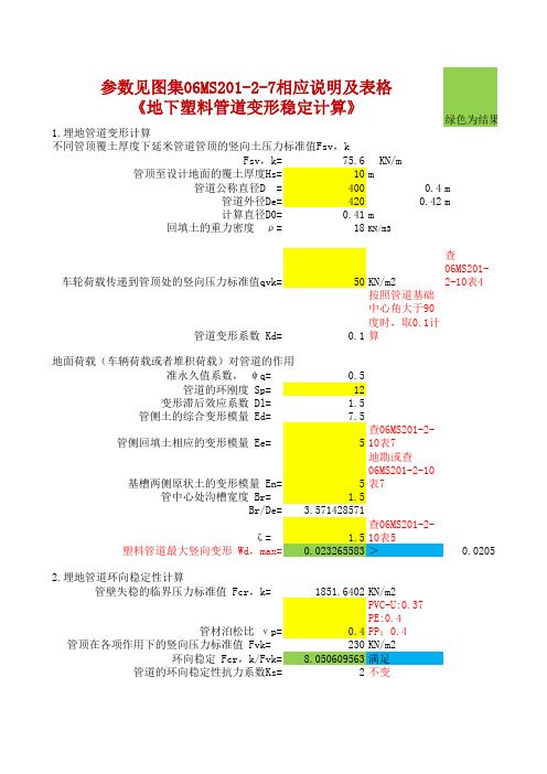 市政给排水设计--管道变形稳定计算表格