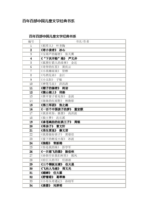 百年百部中国儿童文学经典书系