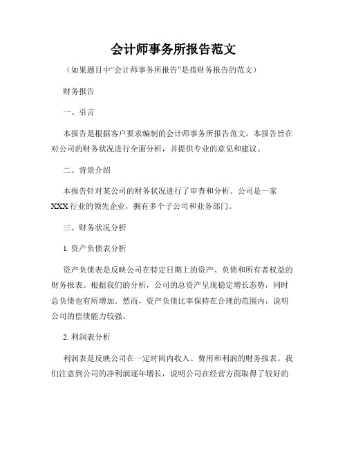 会计师事务所报告范文