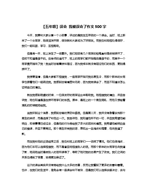 【五年级】误会 我被误会了作文500字