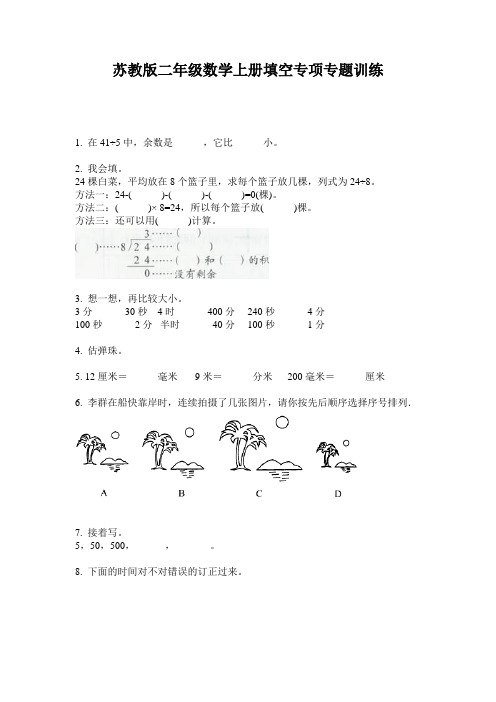 苏教版二年级数学上册填空专项专题训练