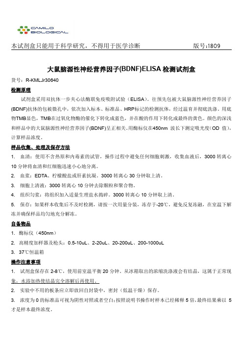大鼠脑源性神经营养因子(BDNF)ELISA检测试剂盒