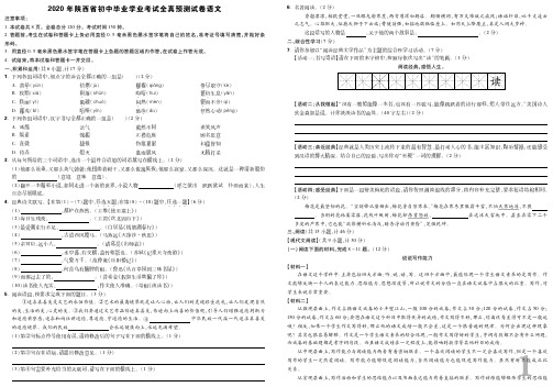 陕西初三中考语文试卷及答案