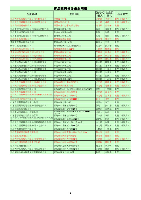 青岛医药商业明细