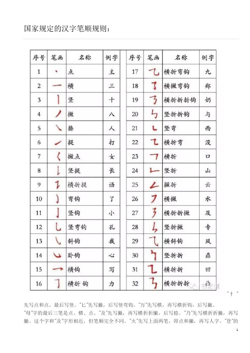 国家规定的汉字笔顺规则