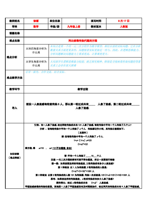 21.3列一元二次方程解决病毒传播问题