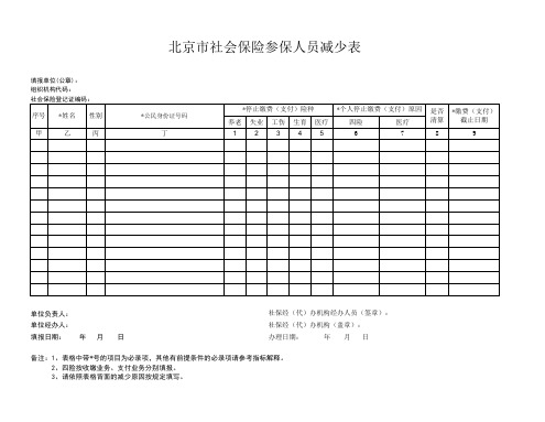 北京市社会保险参保人员减少表