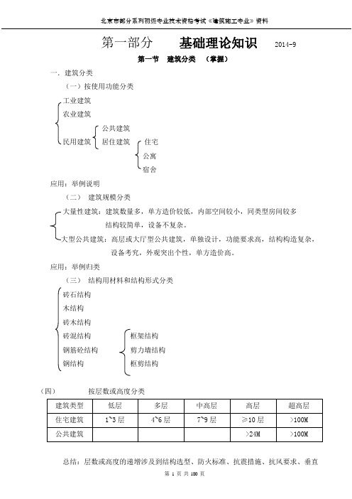 北京市部分系列初级专业技术资格考试《建筑施工专业》资料