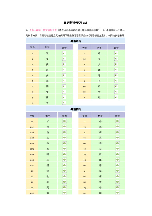 粤语发音音标