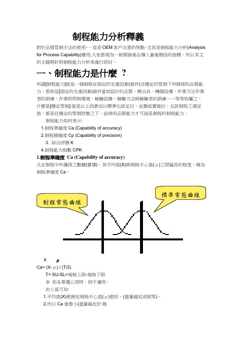 制程能力分析释义